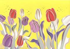 Felicitare - Lalele, fundal galben