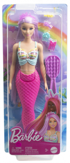 Papusa - Barbie Dreamtopia - Sirena cu par mov si coada roz