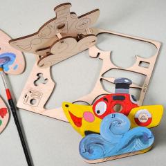 Puzzle 3D de colorat  - Nava cu aburi UGears 4KIDS