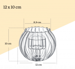Suport lumanare din sticla - Wilmax, 12 cm