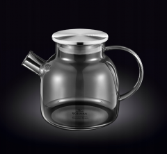 Ceainic din sticla termorezistenta si infuzor inox, Gri, 1200ml