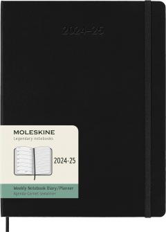 Agenda 2024/2025 - 18 Months Weekly Planner - Hard Cover, Extra Large - Black