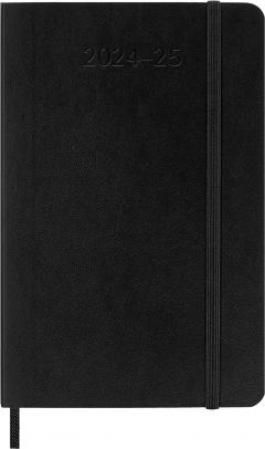 Agenda 2024/2025 - 18 Months Weekly Planner - Soft Cover, Pocket - Black