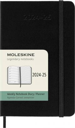 Agenda 2024/2025 - 18 Months Weekly Planner - Hard Cover, Pocket - Black