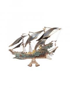 Puzzle 3D - Corabie pirat - Aventurile maritime ale lui sparrow, verde, 518 piese