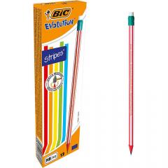 Set 12 creioane - Bic Evolution - Stripes