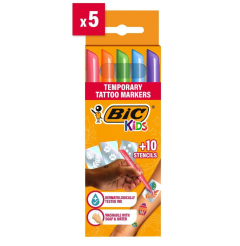 Set 5 markere si sabloane pentru tatuaje temporare - Bic