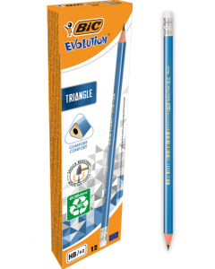 Set 12 creioane grafit triunghiulare cu radiera - Bic