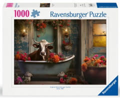 Puzzle 1000 piese - The cow in the bathtub
