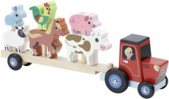 Jucarie din lemn - Tractor cu animale