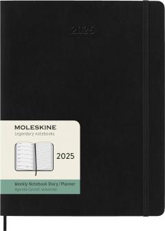 Agenda 2025 - 12 Months Weekly Planner - Soft Cover, Extra Large - Black