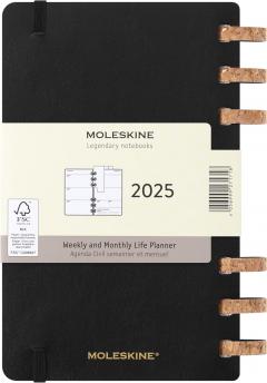 Agenda 2025 - Moleskine Spiral 12 Month - Weekly and Monthly Life Planner - Large - Soft Cover, Black