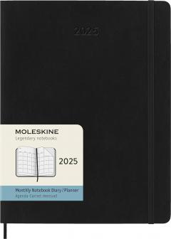 Agenda 2025 - Moleskine Classic 12 Month - Monthly Notebook Planner - Soft Cover - XL, Black