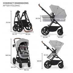 Carucior 3 In 1 Kinderkraft - A-Tour, Light Grey