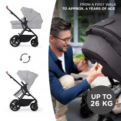 Carucior 3 In 1 Kinderkraft - A-Tour, Light Grey