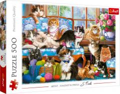 Puzzle 500 piese - Familie de pisici