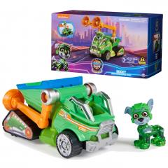 Set figurina si vehicul - Patrula Catelusilor - Rocky si Camionul de reciclare