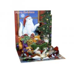Felicitare 3D - Craciunul pisicilor