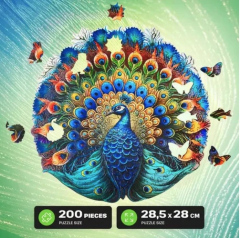 Puzzle din lemn, 200 piese - Peacock