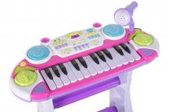 Instrument muzical - Pianina electronica cu scaun si microfon - Malplay, Roz