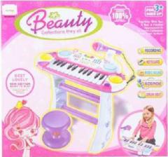 Instrument muzical - Pianina electronica cu scaun si microfon - Malplay, Roz
