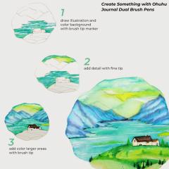 Set 60 markere - Ohuhu Maui - Brush & Fineliner