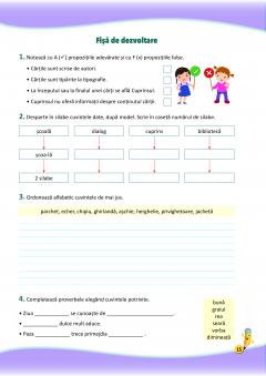 Comunicare in Limba Romana - Fise de evaluare clasa a II-a