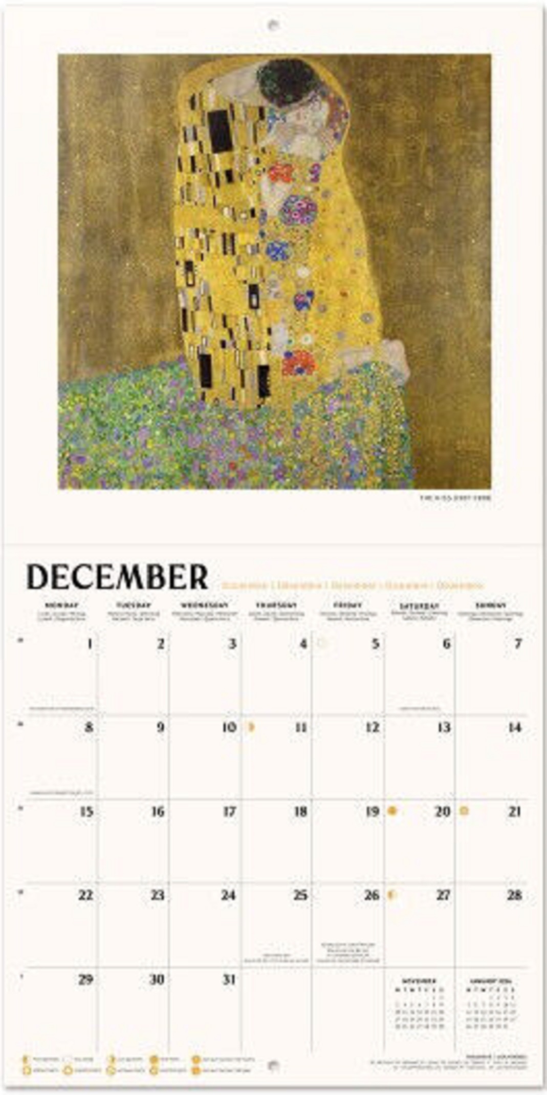 Calendar de perete 2025 Gustav Klimt Grupo Erik