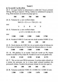Teste grila de autoevaluare la matematica pentru clasa a IV-a