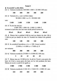 Teste grila de autoevaluare la matematica pentru clasa a IV-a