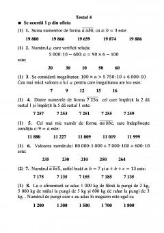 Teste grila de autoevaluare la matematica pentru clasa a IV-a