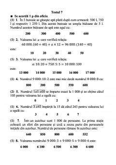 Teste grila de autoevaluare la matematica pentru clasa a IV-a