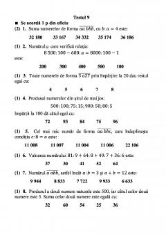 Teste grila de autoevaluare la matematica pentru clasa a IV-a