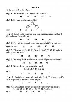 Teste grila de autoevaluare la matematica pentru clasa I