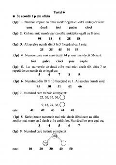 Teste grila de autoevaluare la matematica pentru clasa I