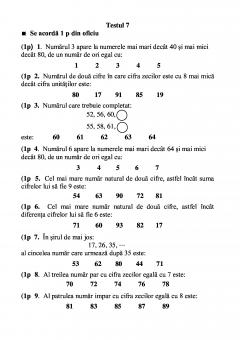 Teste grila de autoevaluare la matematica pentru clasa I