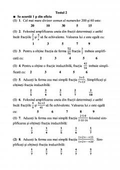 Teste grila de autoevaluare la matematica pentru clasa a V-a