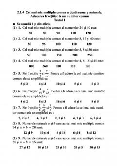 Teste grila de autoevaluare la matematica pentru clasa a V-a