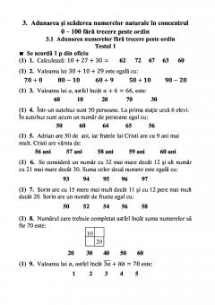 Teste grila de autoevaluare la matematica pentru clasa a II-a