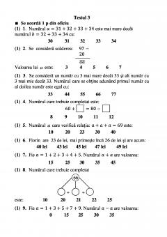 Teste grila de autoevaluare la matematica pentru clasa a II-a