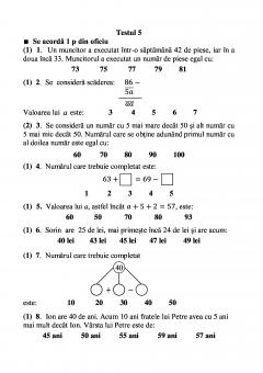 Teste grila de autoevaluare la matematica pentru clasa a II-a