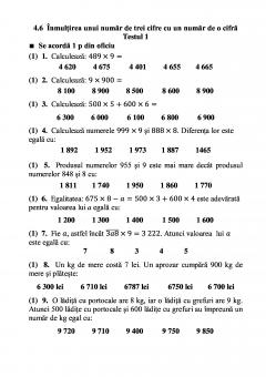Teste grila de autoevaluare la matematica pentru clasa a III-a