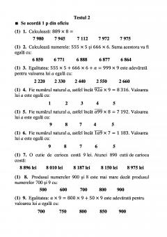 Teste grila de autoevaluare la matematica pentru clasa a III-a