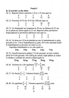 Teste grila de autoevaluare la matematica pentru alasa a VI-a