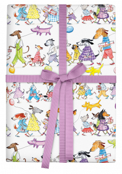 Hartie de impachetat - Domenica More Gordon - Party Dog Parade - Illustrated Gift Wrap