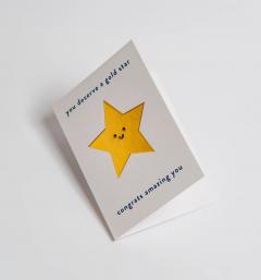 Felicitare - Cozy - You Deserve a Gold Star, Congrats Amazing You - Mini Card
