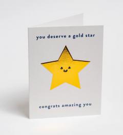 Felicitare - Cozy - You Deserve a Gold Star, Congrats Amazing You - Mini Card