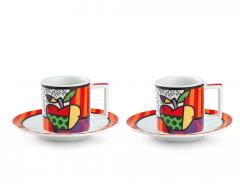 Set 2 cesti cu farfurii - Britto Apple, 90ml, Portelan, 90 ml, Multicolor