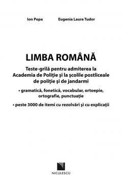 Limba Romana - Teste grile pentru admiterea la Academia de Politie