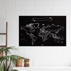 Harta XL - Woody Map Chalkboard Wereld